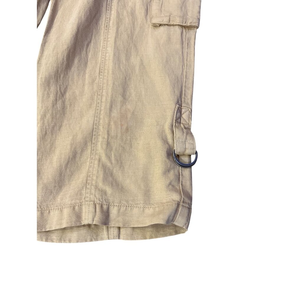 Nicole Miller Linen Blend Cropped Pants Womens L Tan Drawstring Used - Picture 15 of 16